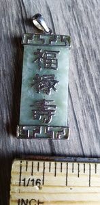 Jade Sterling Silver Happiness luck pendant